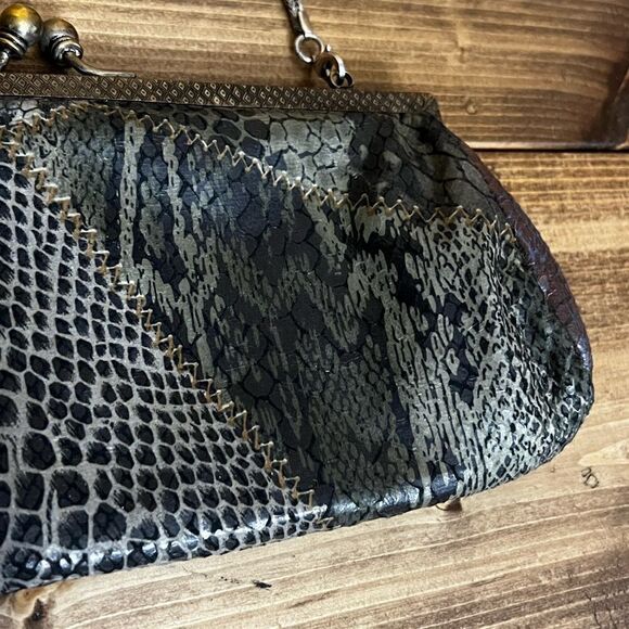 Handmade clutch from India snake print chain strap beaded boho - Picture 4 of 9